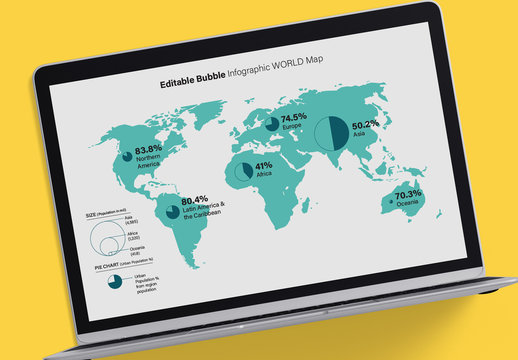 Editable Bubble Infographic World Map Layout