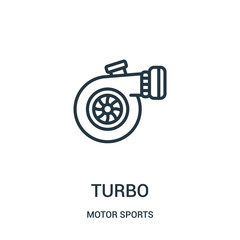 turbo icon vector from motor sports collection. Thin line turbo outline icon vector illustration. Linear symbol.