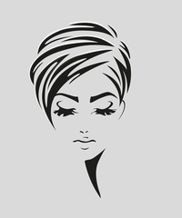 Beautiful business girl with short hair and makeup.