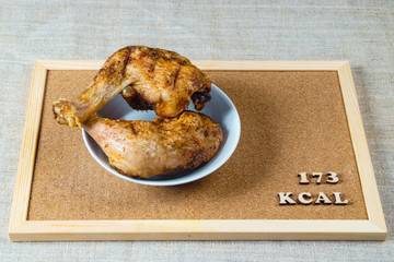 calories calculator grilled chicken legs 173 kcal 100 grams diet