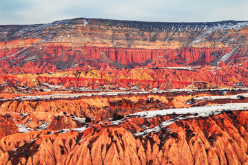 Amazing mountain landscape in Cappadocia. Red valley.