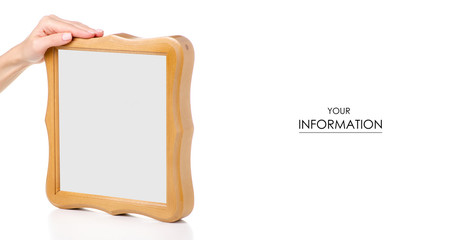Photo frame in hand pattern on white background isolation.