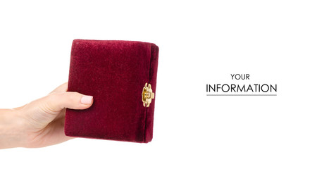 Red casket in hand pattern on white background isolation