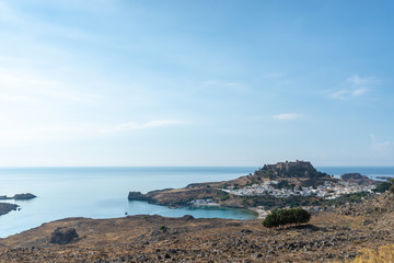 Fototapeta na wymiar Landscape view of beautiful bay of Lindos