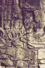 Angkor Wat Wall and Sculpture Texture