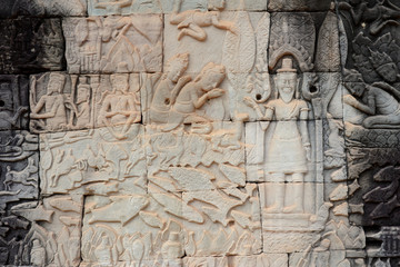 Angkor Wat Wall and Sculpture Texture