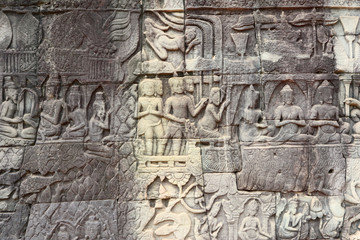 Angkor Wat Wall and Sculpture Texture