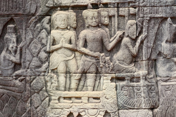 Angkor Wat Wall and Sculpture Texture