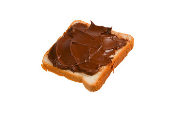 Сhocolate paste sandwich isolated on white background.