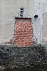 Wall above Bratřejovka river in Vizovice, Zlín region, Czech republic