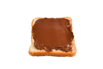 Сhocolate paste sandwich isolated on white background.