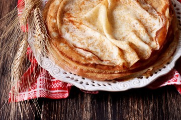 Traditional Ukrainian or Russian pancakes.Russian bliny