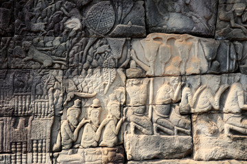 Angkor Wat Wall and Sculpture Texture