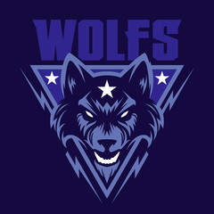 Wolf head logo. Great for sports logotypes and team mascots.