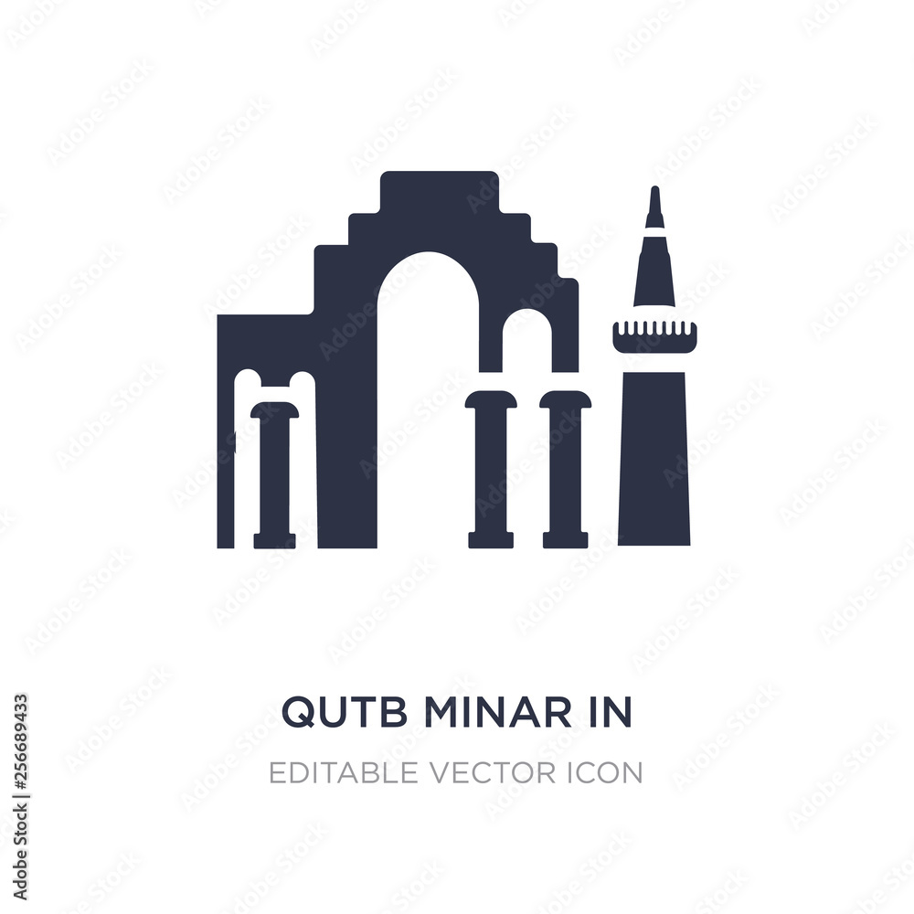 Poster qutb minar in new delhi icon on white background. simple element illustration from monuments concept