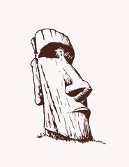Graphical vintage moai ,retro background, religion
