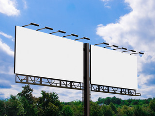 3D rendering of blank billboard (empty advertisement) isolated on white background - mock up template