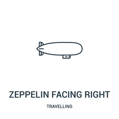 zeppelin facing right icon vector from travelling collection. Thin line zeppelin facing right outline icon vector illustration. Linear symbol. © MacroOne