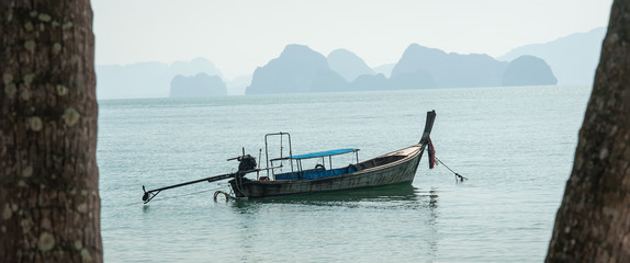 Traditional long tail boat at koh Hong island
