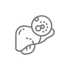 Liver cancer, malignant tumor, oncology line icon.