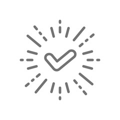 Checkmark, yes, tick, verified, approved line icon.