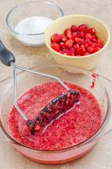 strawberry sugar glassware pestle