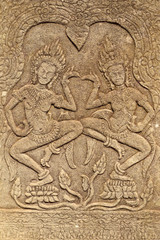 Fototapeta na wymiar Angkor Wat Wall and Sculpture Texture