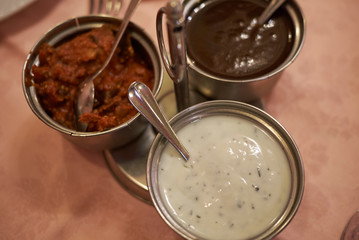 Indian dips on a table