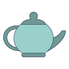 Tea porcelian pot isolated blue lines