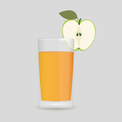 Apple juice. Glass. Vector illustration.