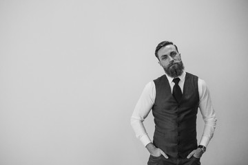 Fototapeta na wymiar Handsome bearded businessman black and white photos