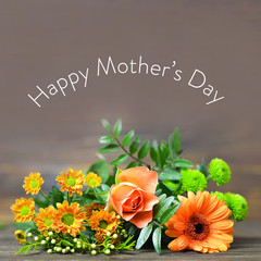 Happy Mothers Day card with bunch of flowers