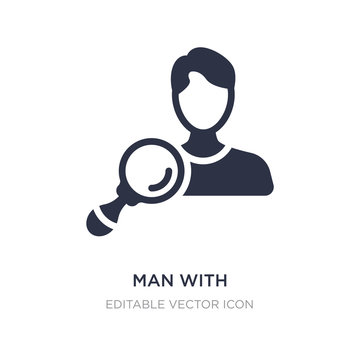 man with magnifying flass icon on white background. Simple element illustration from Other concept.