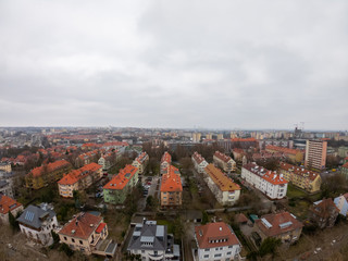 Naklejka na ściany i meble Aerial view of Building, streets and Park in City Center of Szczecin, Poland 