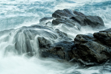 wild water on rocks