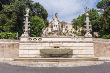 Obraz premium Fountain of the Goddess of Rome on Piazza del Popolo