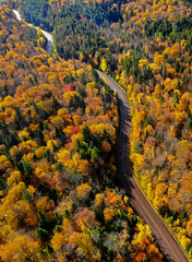 Canadian autumn, aerial view