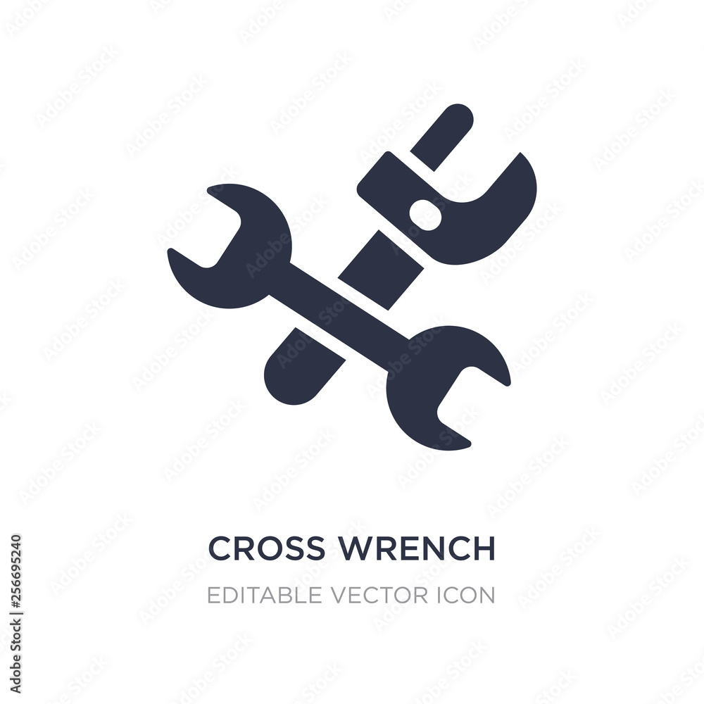 Poster cross wrench icon on white background. simple element illustration from tools and utensils concept.