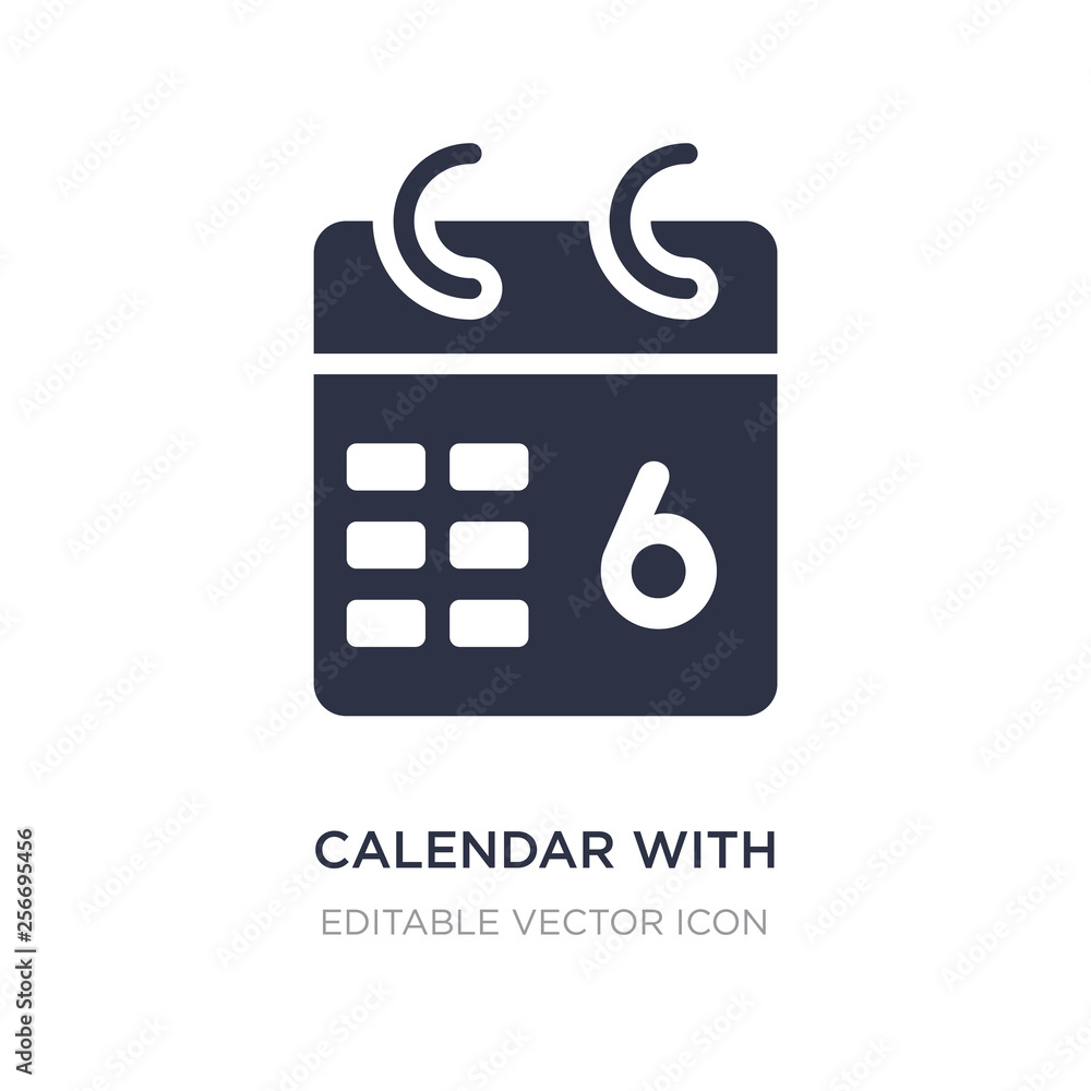 Poster calendar with six days icon on white background. simple element illustration from tools and utensils