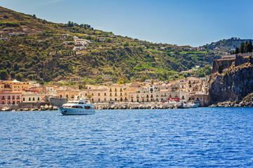 Harbor of island Lipari in Italy