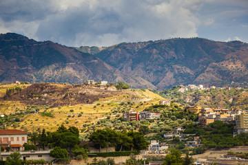 Fototapeta na wymiar Hills of Reggio Calabria, residential district Condera