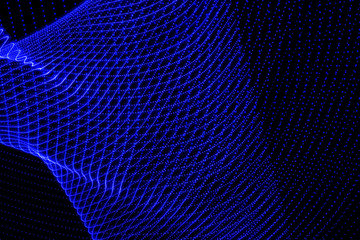 Abstract figure of bluish lights on black background.