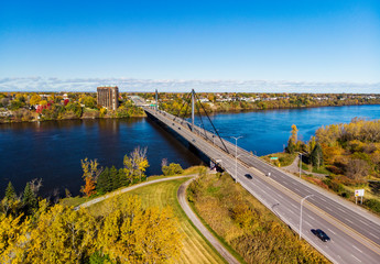 Montreal in autumn, aerial view