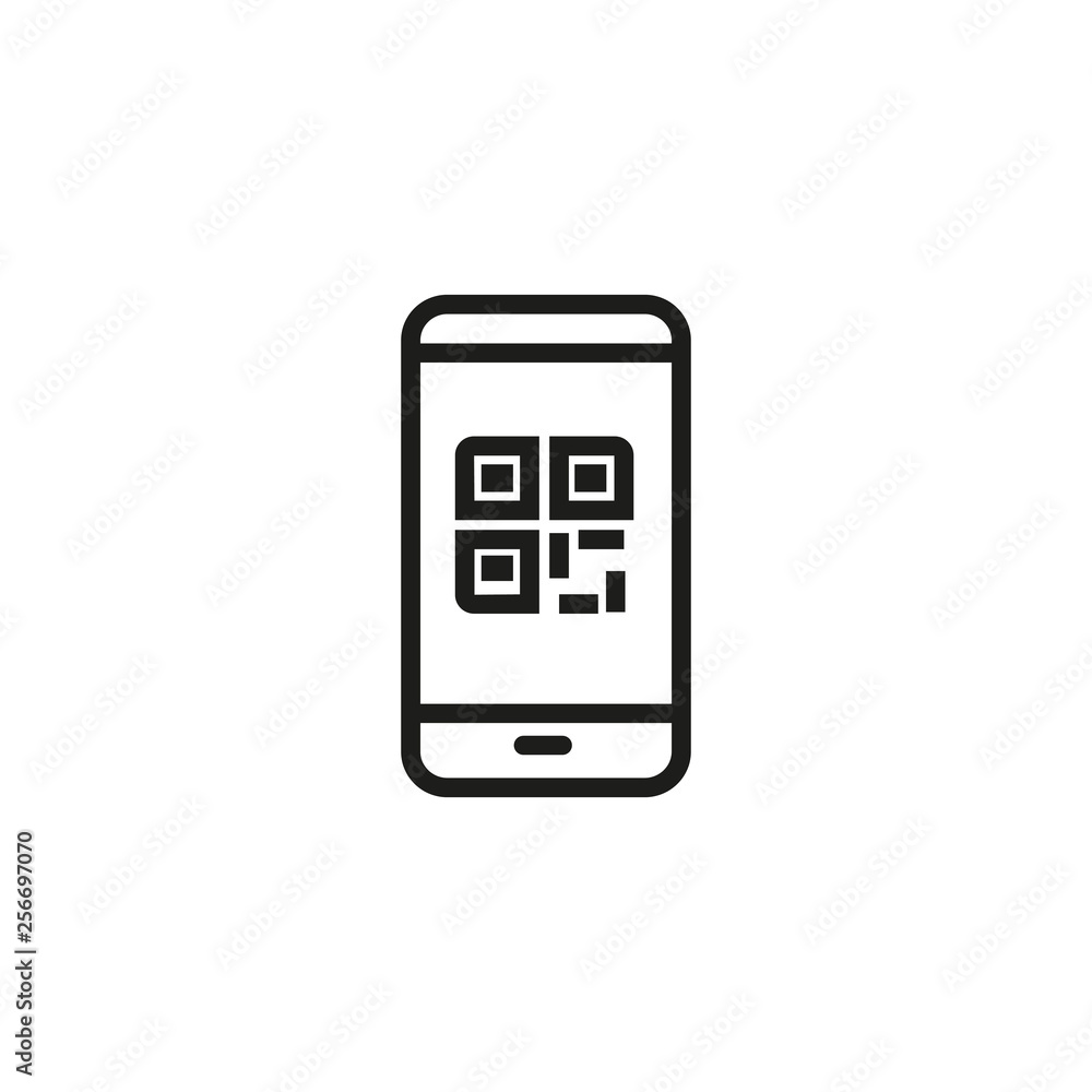 Poster qr code in smartphone line icon