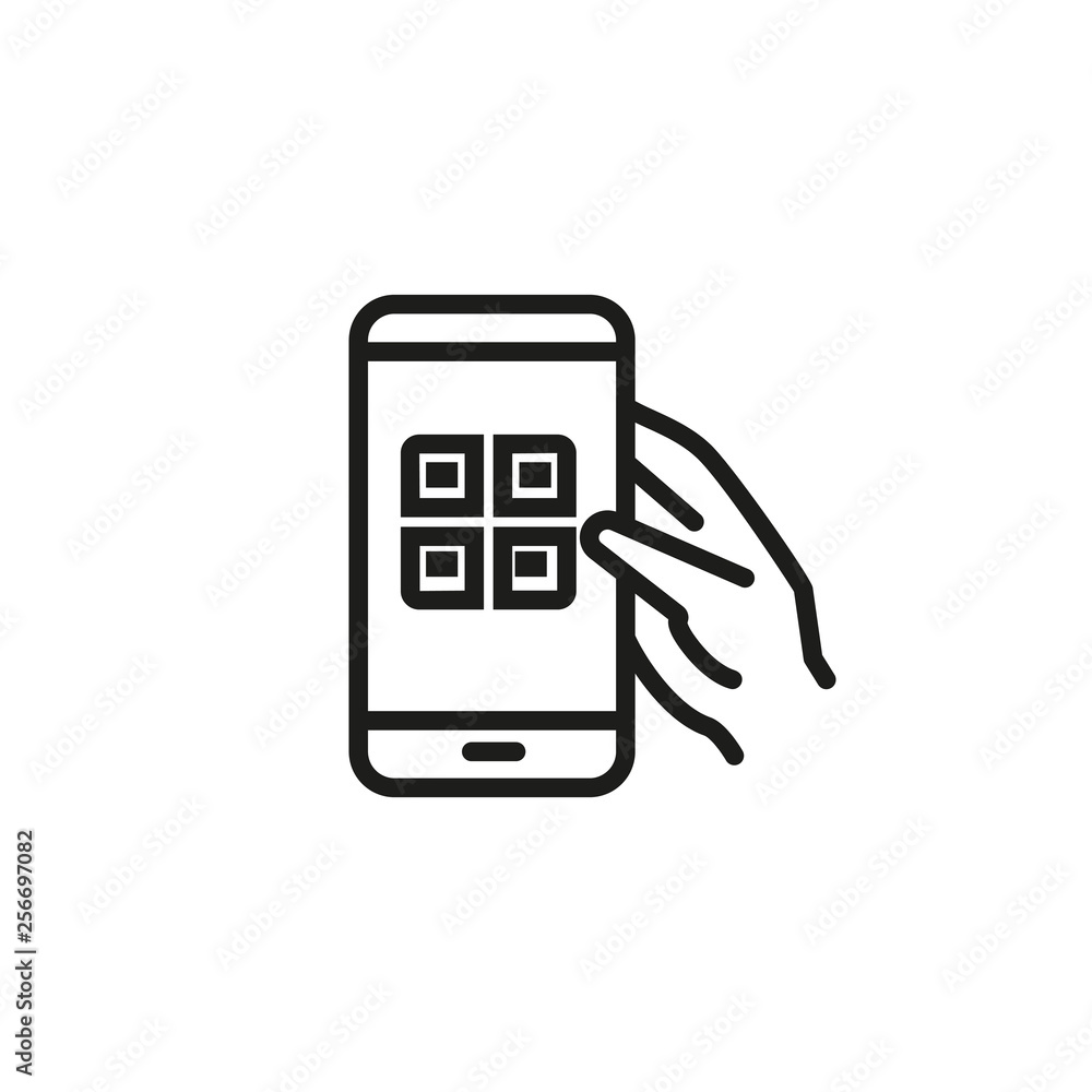 Poster qr code scanning line icon