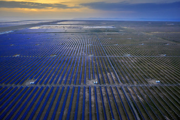 Aerial photography of a large area of solar photovoltaic panel base
