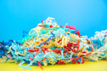 A pile of colorful basket filler.
