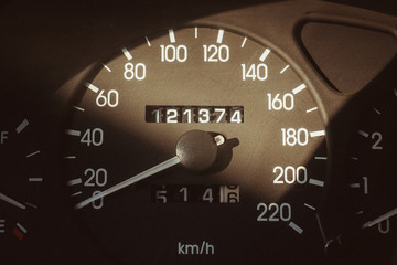 speedometer on black background