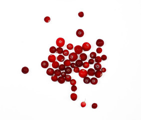 cranberries on white background top view