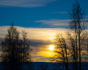 Fototapeta na wymiar Winter sunset in the North